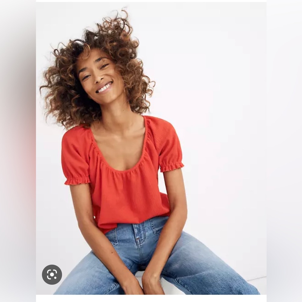 Madewell red peasant top